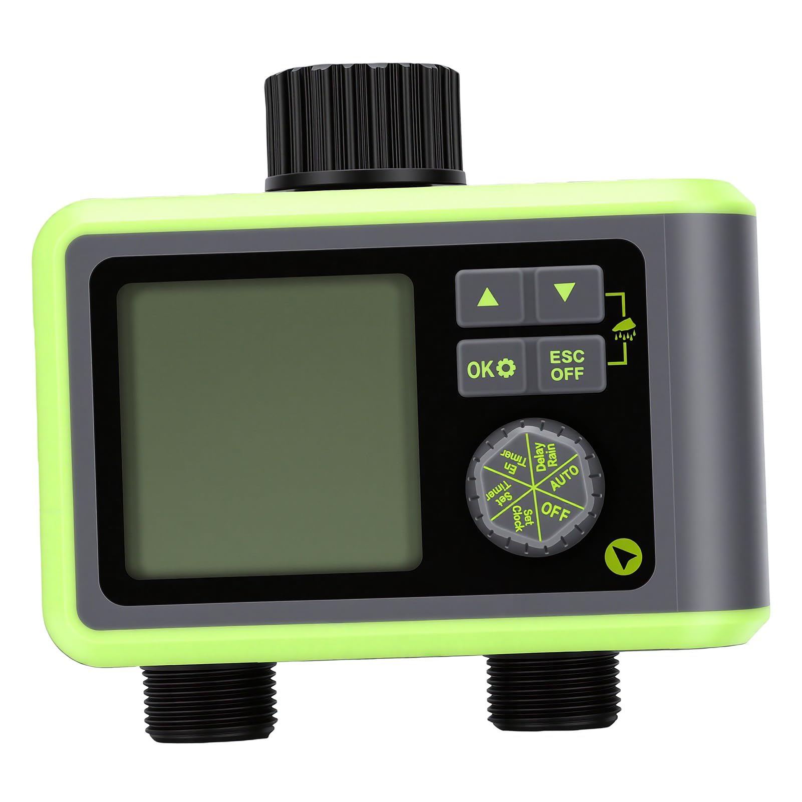 banapoy Timer Irrigatore Sensore Pioggia a 2 Zone Spegnimento Automatico | Programmatore per Irrigazione per Irrigazione con Tubo Giardino, Prato, Aiuole, Piante in Vaso,con Prese Ingresso Ottone