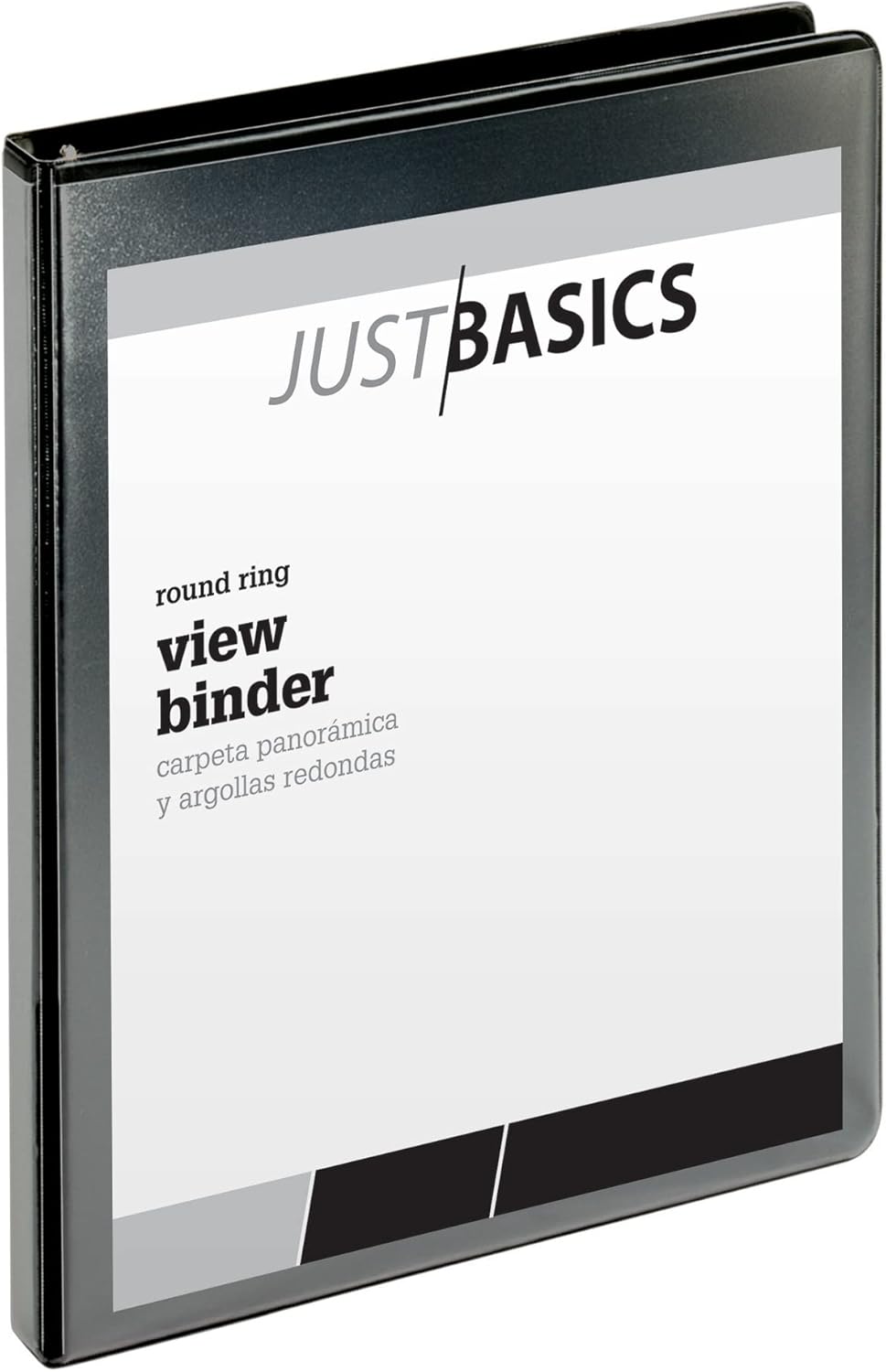 Just Basics Basic Round-Ring View Binder, 1/2 Rings, 61% Recycled, Black