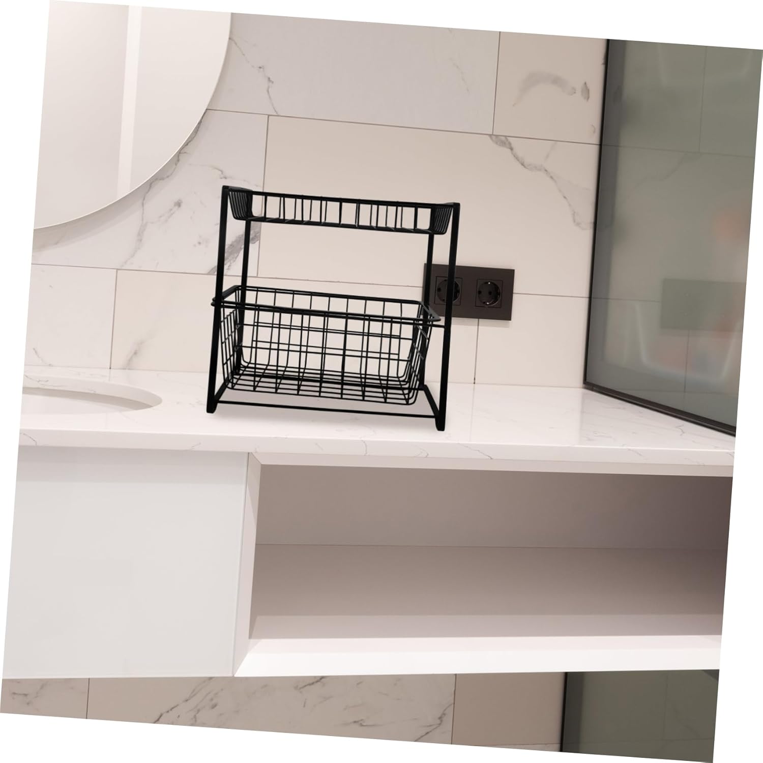 VOSAREA Kitchen Sink Organizer Removable Storage Basket for Bathroom and Kitchen Multi-purpose Pull-out Shelf for Cleaning Supplies and Essentials Easy Assembly and Sturdy Design