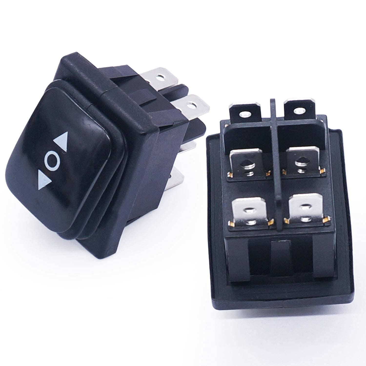 2 interruptores basculantes impermeables de 6 pines, encendido/apagado/encendido, 3 posiciones, negro, 250 V/16 A, 125 V/20 A, interruptor automático