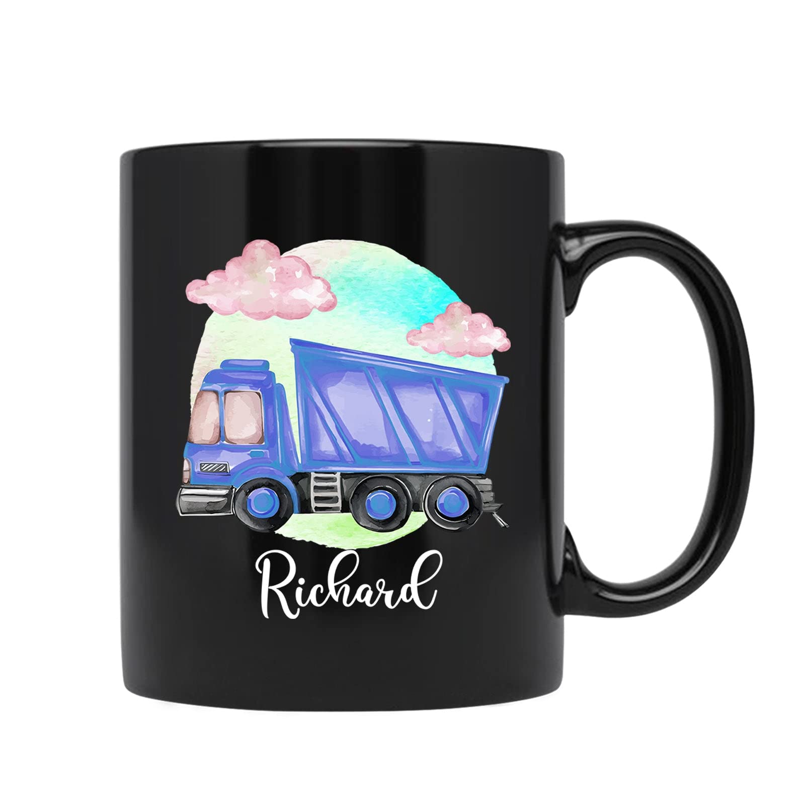 Custom Name Dump Truck Cups, Personalized Dump Truck Lovers Coffee Cup, Customized Dump Truck Ceramic Cup, Dump Truck Tea Cup Gifts For Birthday, Dump Truck Present, Black Mugs 11oz or 15oz