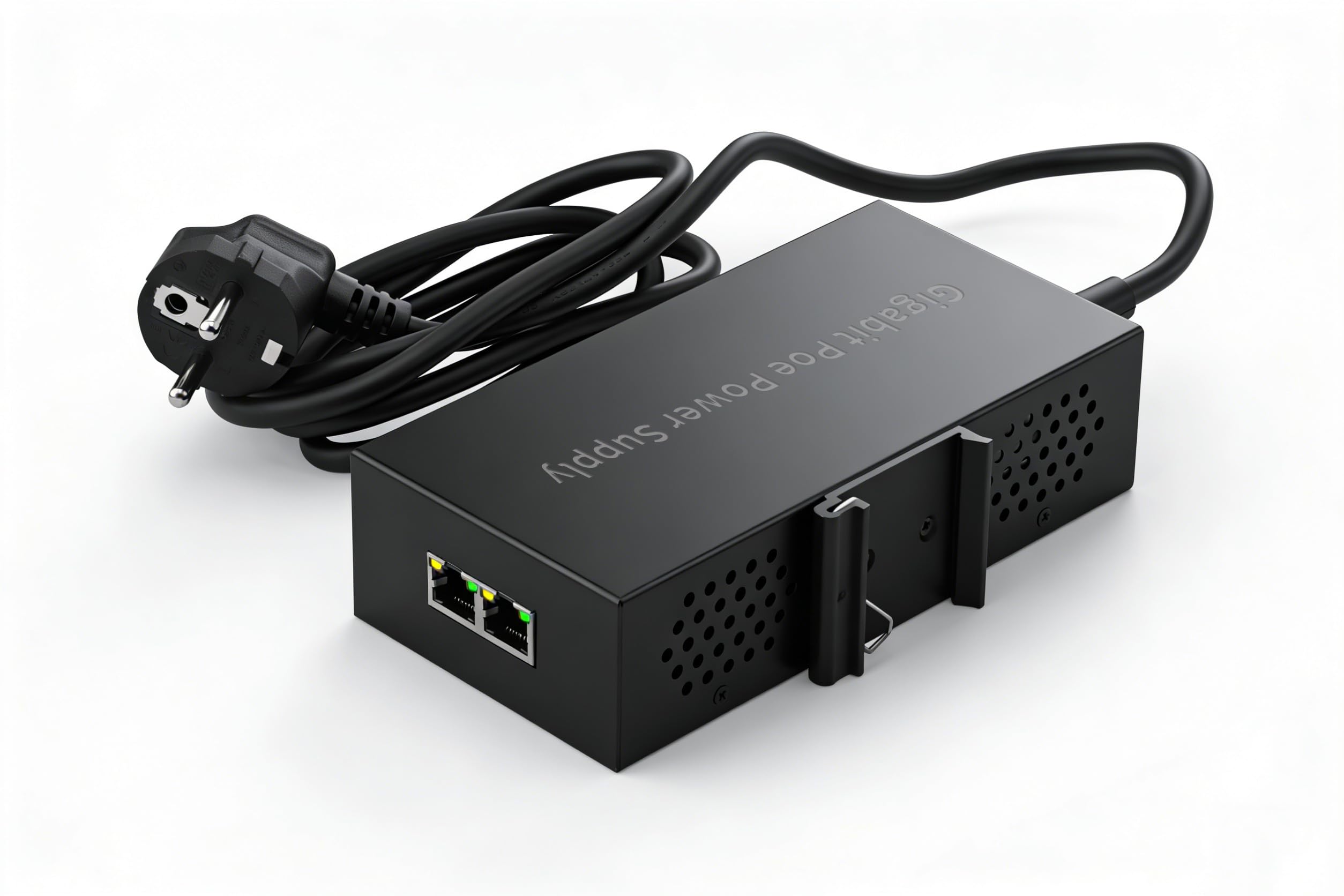 Injecteur PoE Gigabit 90W RJ45 IEEE 802.3af/at/BT | Montage Mural,Câble Secteur EU,Compatible avec les caméras IP/PTZ,points d'accès WiFi,téléphones VoIP,haut-parleurs PoE