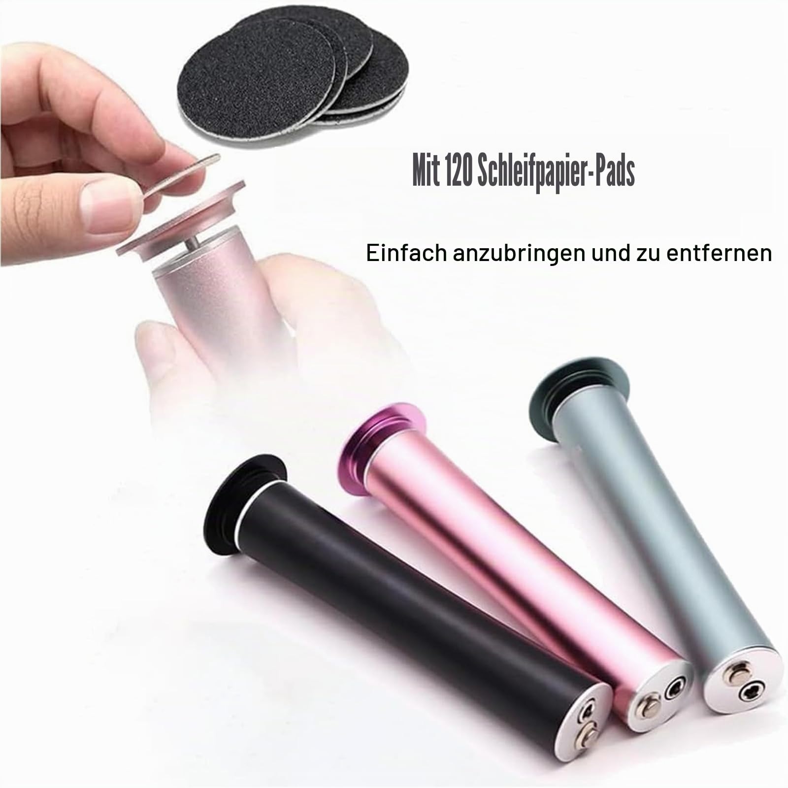 Dermaglide Hornhaut Entferner, Dermaglite Pro Hornhautentferner Für Zuhause, Derma Glide Hornhautentferner, Fußfeile Elektrisch With 120 Pieces Sandpaper Pads, Für Rissige, Trockene Hornhaut (Schwarz)
