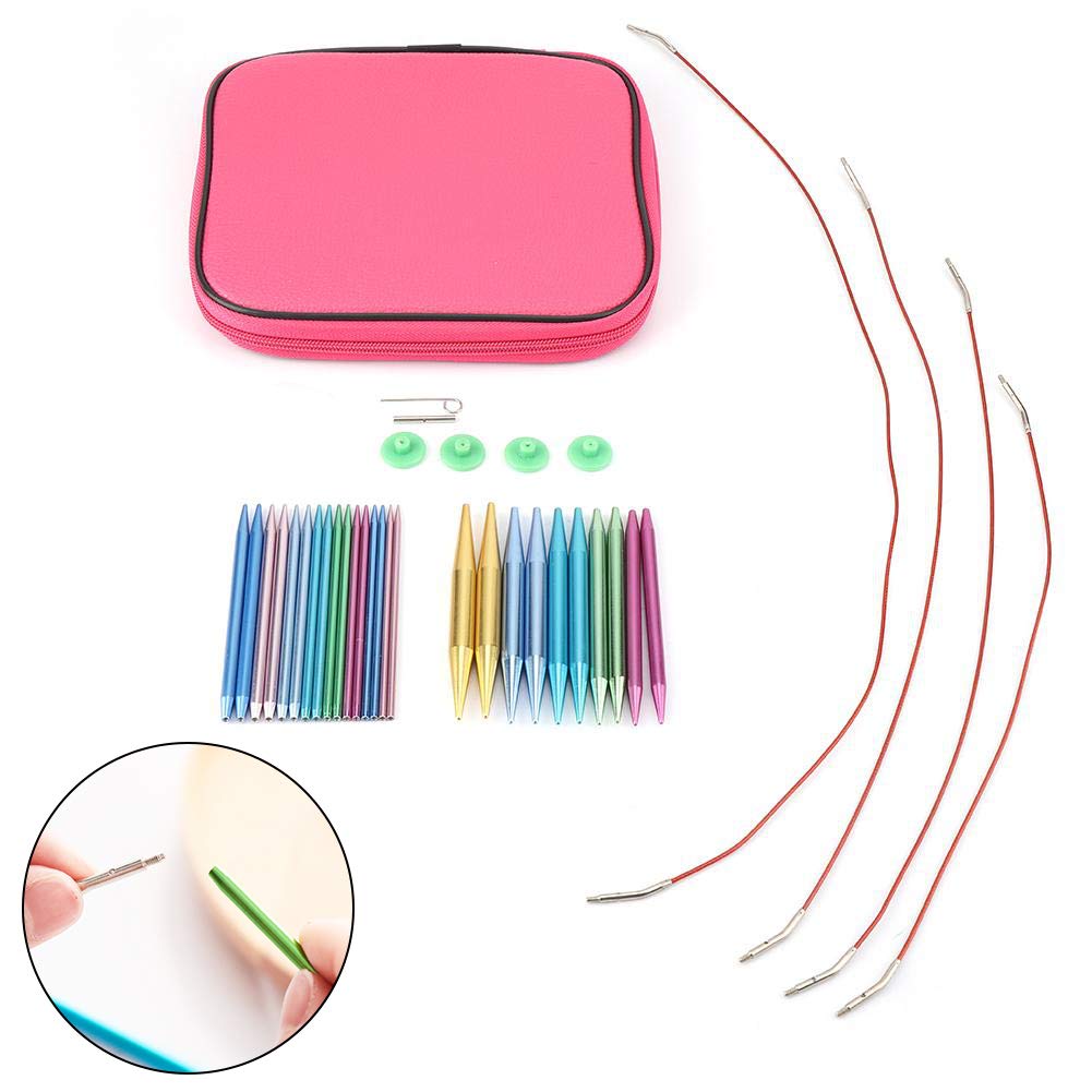 13 pares agujas de tejer intercambiables ganchillos circulares aluminio para manualidades y costura con estuche almacenamiento