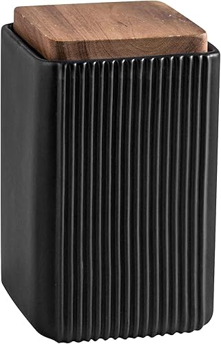 Tarros de almacenamiento de cerámica, modernos y elegantes, pulidos, herméticos, preciosos recipientes de almacenamiento con tapa de madera, frasco