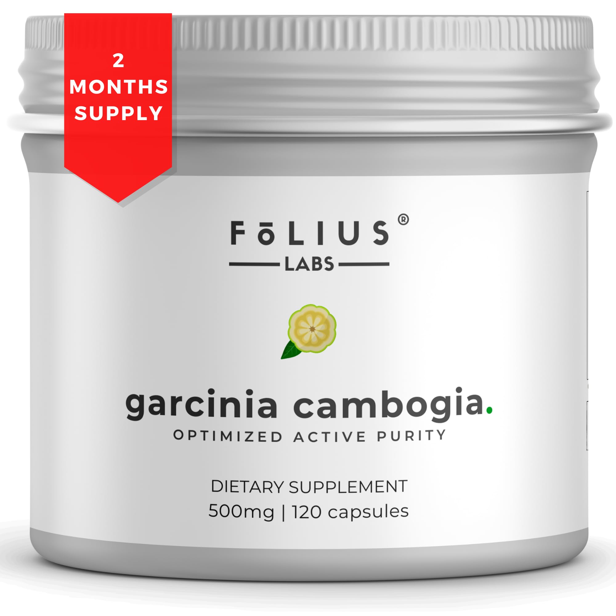 FOLIUS LABS Pure Garcinia Cambogia Extract Supplement 500mg- 100% Natural HCA Extract Concentrated to 60% - Supports Healthy Digestion and Metabolism - 120 Capsules