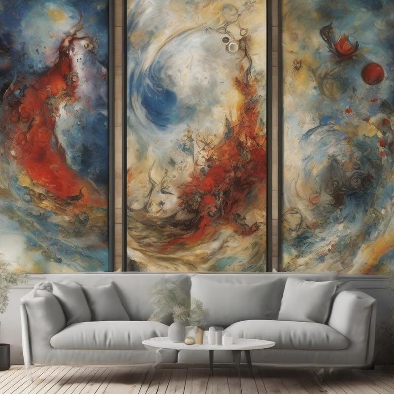 Poster abstrait Chagall Sea Storm triptyque A4 pour décoration murale moderne