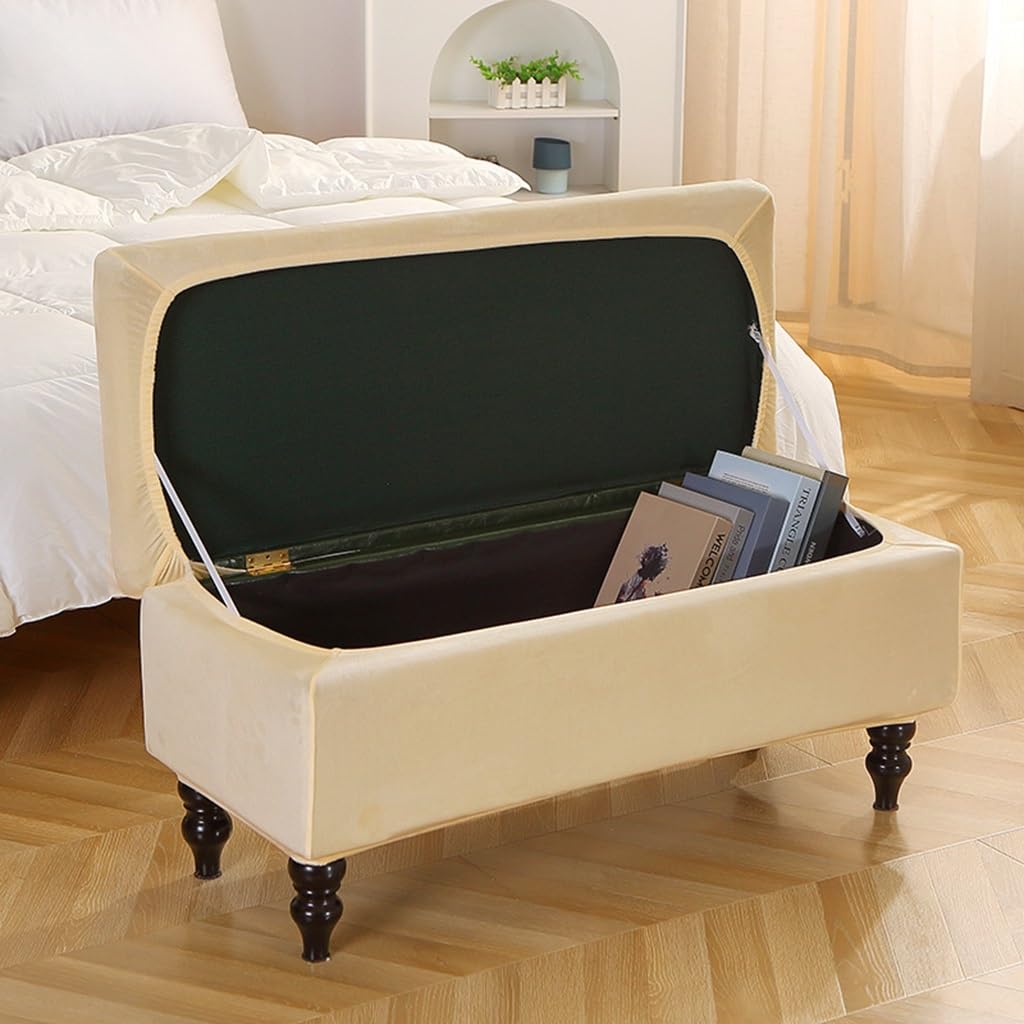 Copertura per Cassapanca Contenitore Fodera Panca Pieghevole Velluto Fodera Ottomano Elasticizzata Copri Pouf Ottomano Fodera per Rettangolare Lavabile Poggiapiedi Divano per Poggiapiedi(Z,80--110cm)