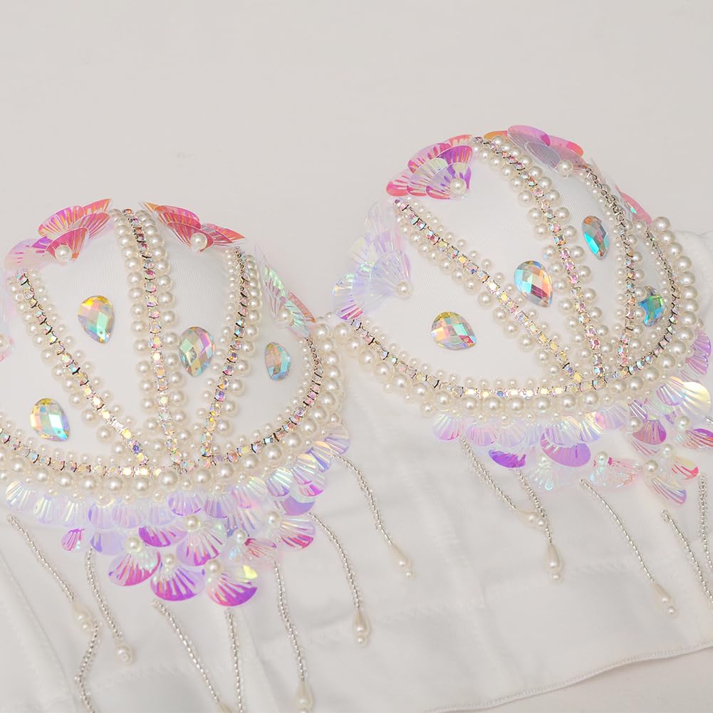 ROYAL SMEELA Bustier con strass da donna Corsetto Bustier Da Donna Bustier e Corsetto Gotic Punk per donne Top Bustier Corsetto Frangia Top Corsetto Diamanti Corsetto con perline donna bustier sexy