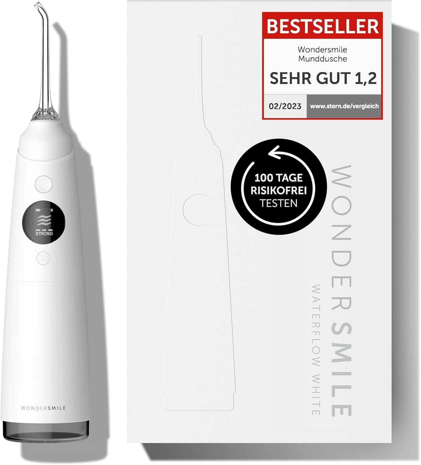 Wondersmile Munddusche PRO - Testsieger 2026-100 Tage risikofrei testen - SmoothFlow-Technologie für optimale Zahn- & Zahnfleischpflege - mit 5 Modi - PowerAkku mit bis zu 30 Tagen Laufzeit
