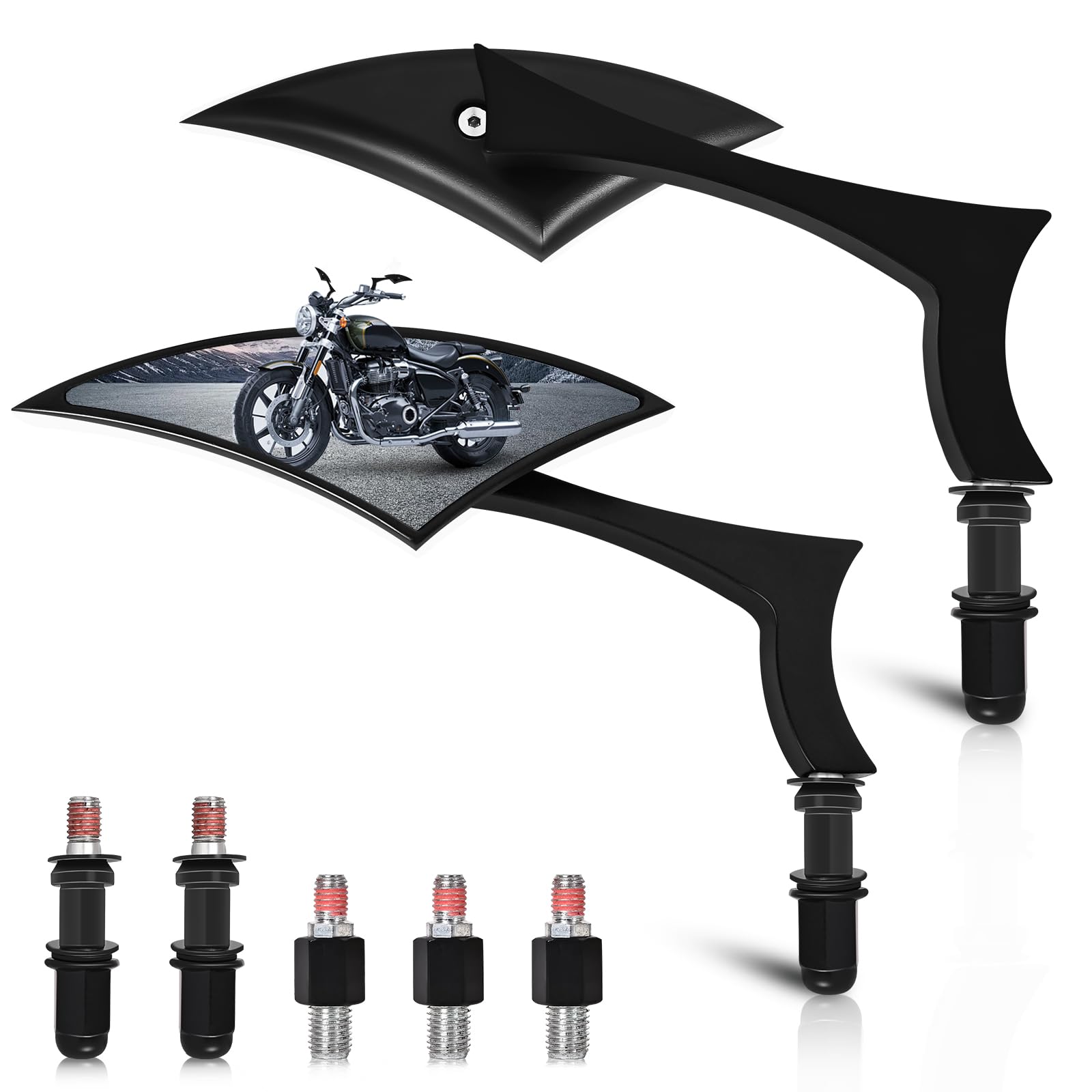 Photo 1 of Motorcycle Mirrors for Handlebars, Black Adjustable Motorcycle Rearview Mirrors Compatible with Harley Touring Softail Sportster Dyna Electra Street Road Glide Road King 1982-2025