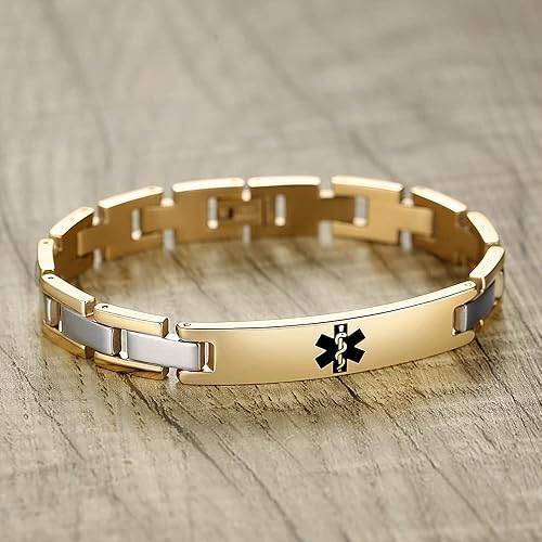 Miniatura 2 de Tarring Pulseras de identificación de alerta médica con grabado gratuito para hombres y mujeres, pulseras de identificación de alerta de emergencia