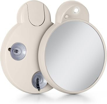 Zadro Magnification Lighted Compact Mirror with LED Light & Retractable Suction Cups Travel Makeup Mirror, Cool White 6400K Lighting, Battery Operated, Made in USA Neutral, 10X | 4.3" L x 3.5" W