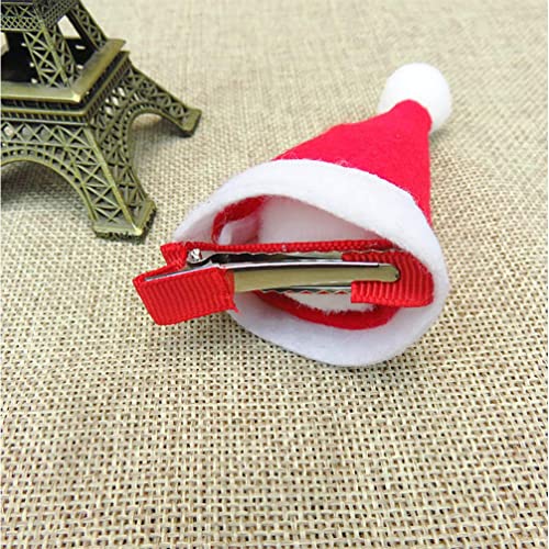 minkissy 2 works Christmas Hat Hair Clips Cute Santa Cap Bobby Hair Pin Barrettes for Kids Adult Xmas Costume Cosplay Accessories - Image 2