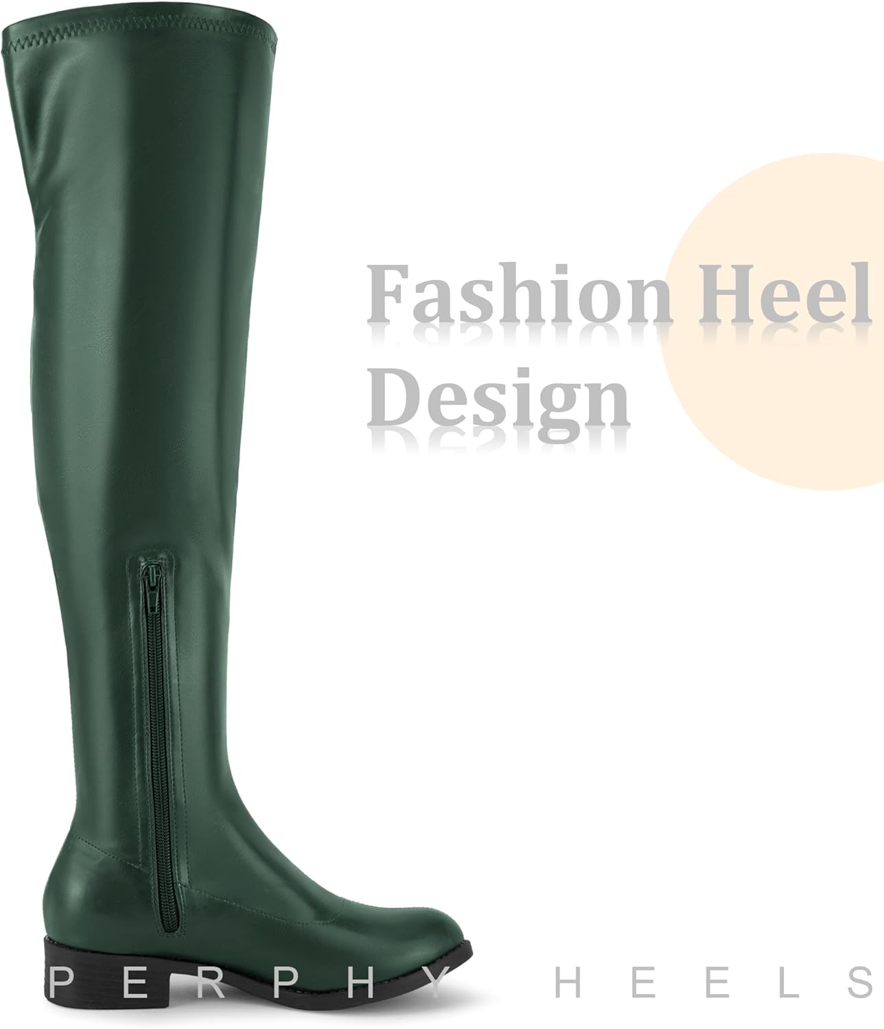 Perphy Round Toe Low Block Heel Over the Knee High Boots for Women