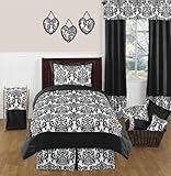 Sweet Jojo Designs 3-Piece Black and White Isabella Childrens and Teen Full / Queen Girls Bedding Set