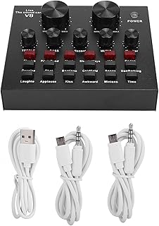 Phone Sound Card Reverberation Computer Sound Card 6 Effect Modes Metal Sound Card Live Sound Card for Live Broadcast for Dual Mobile Phone Computer