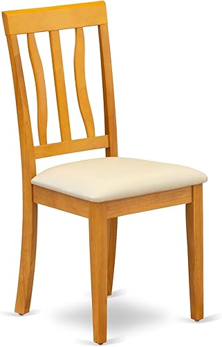 Miniatura 38 de East West Furniture ANC-WHI-W Sillas de comedor antiguas – Sillas de asiento de madera maciza con respaldo de listones, juego de 2, suero de leche y