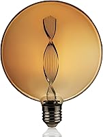 Vista 1 de Led Decorative Light Bulb, Round,2200K Warm,1.5W E26 Base(Non-Dimmable), Amber Glass Light Bulbs,Unique Spiral Light Bulbs,Cool Atmosphere