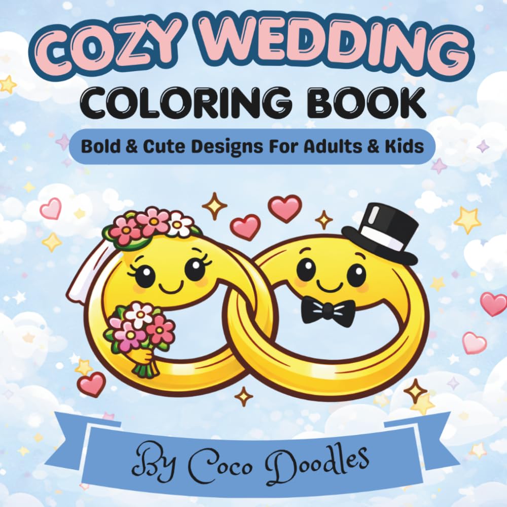 Cozy Wedding Coloring Book: 50 Bold & Easy Wedding Illustrations for Creativity, Stress Relief & Cozy Moments