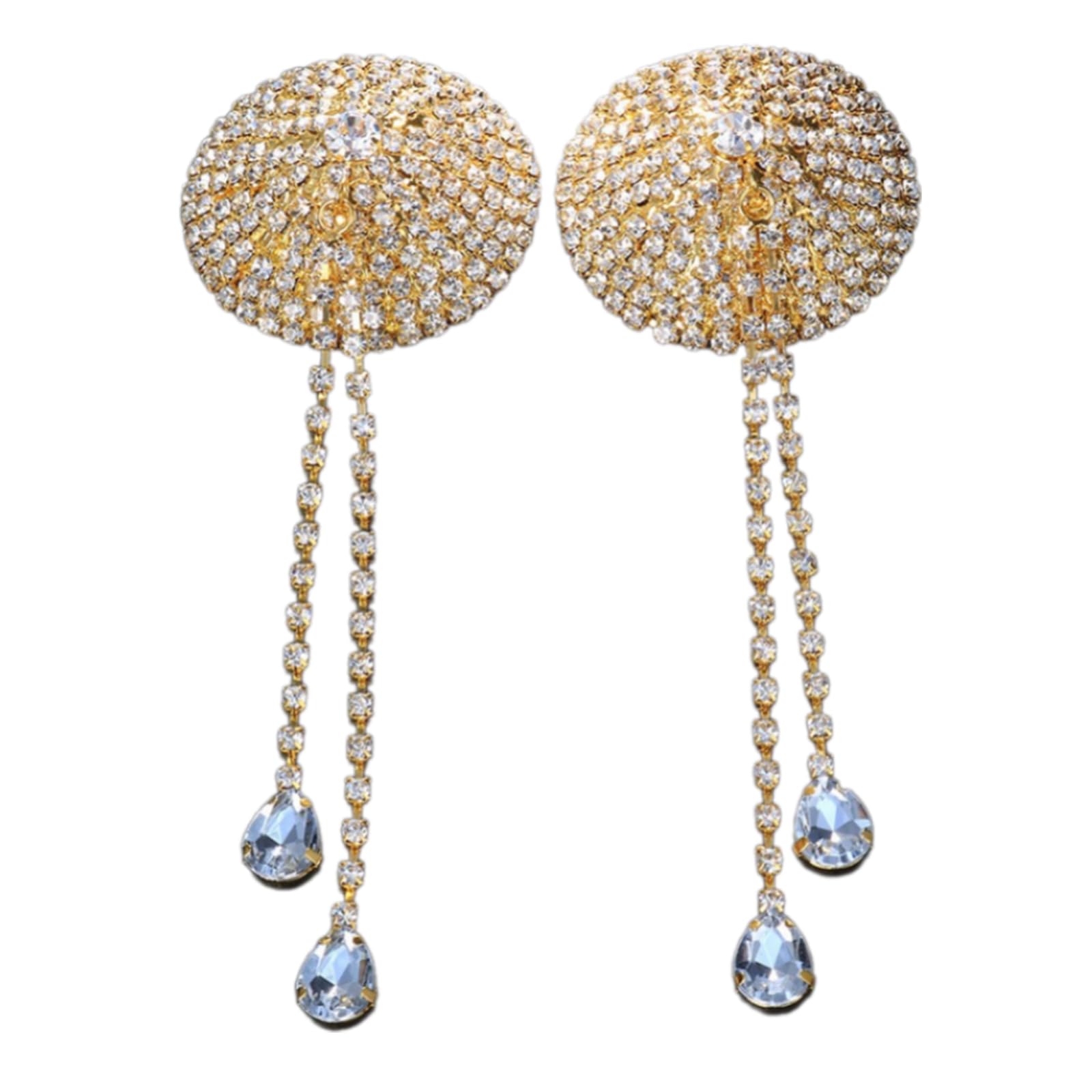 RETUOLWAG Reusable Pasties Nipple Covers Body Chain Women's Rhinestones Tassels Breast Petals For Festivals Raves Lingerie Gifts