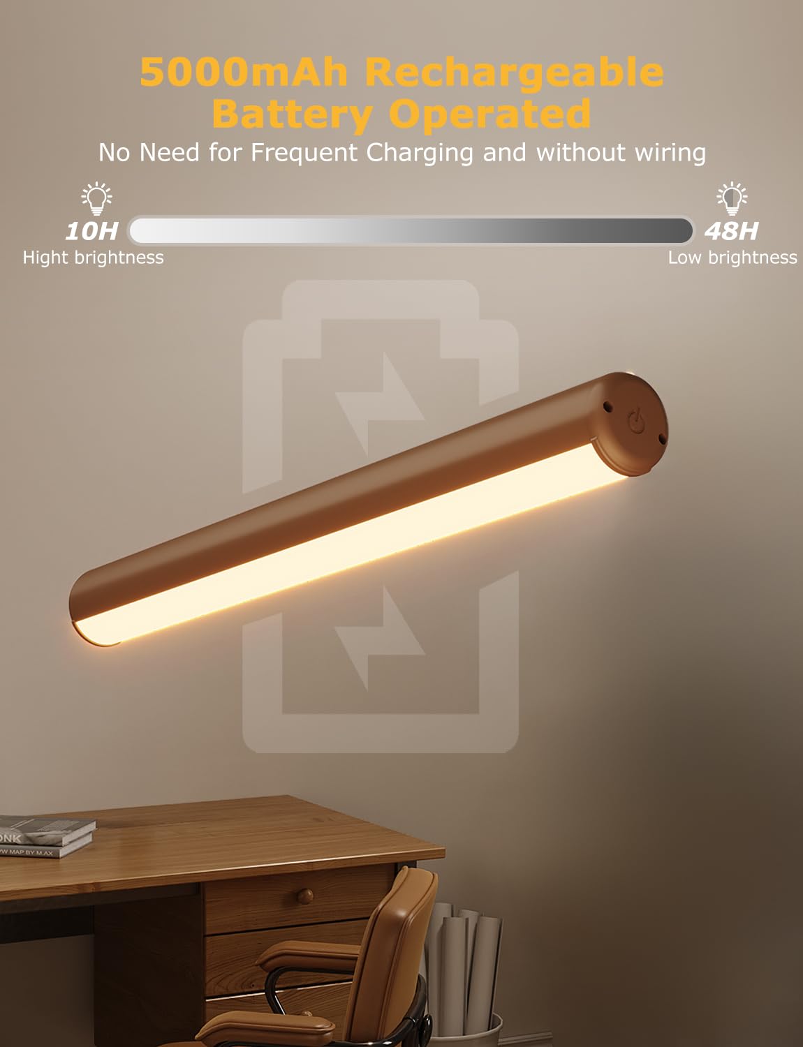 Bilderleuchte, batteriebetrieben, 33 cm, kabelloses Kunstlicht für Gemälde, dimmbar, 5000 mAh, wiederaufladbar, batteriebetrieben, Bilderleuchte mit Fernbedienung für Wand, Galerie-Dartscheibe