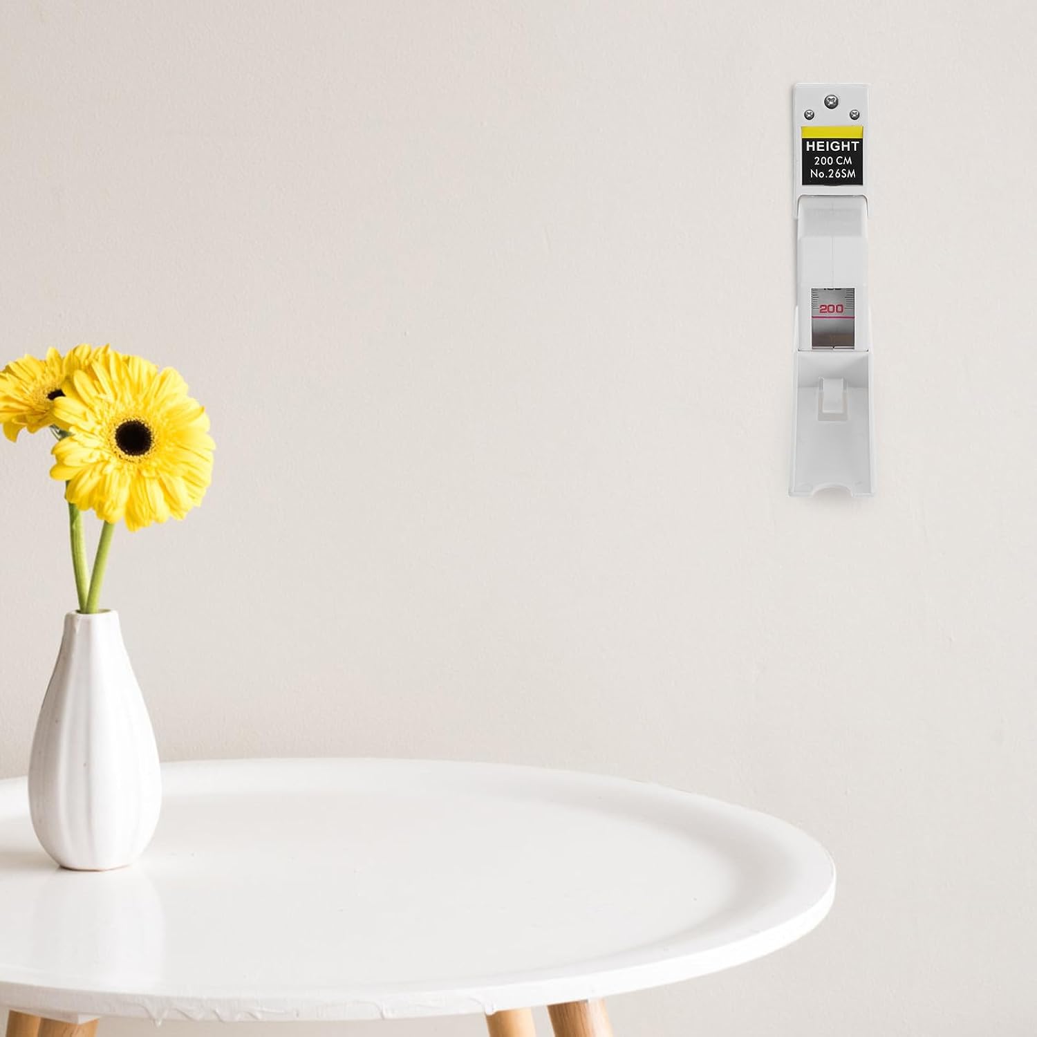 Wall Mounted Height Meter Retractable 2 Meter Metal Measuring Tool | White Abs and Iron Build, Wide Range for Adults, Easy Use with High Accuracy