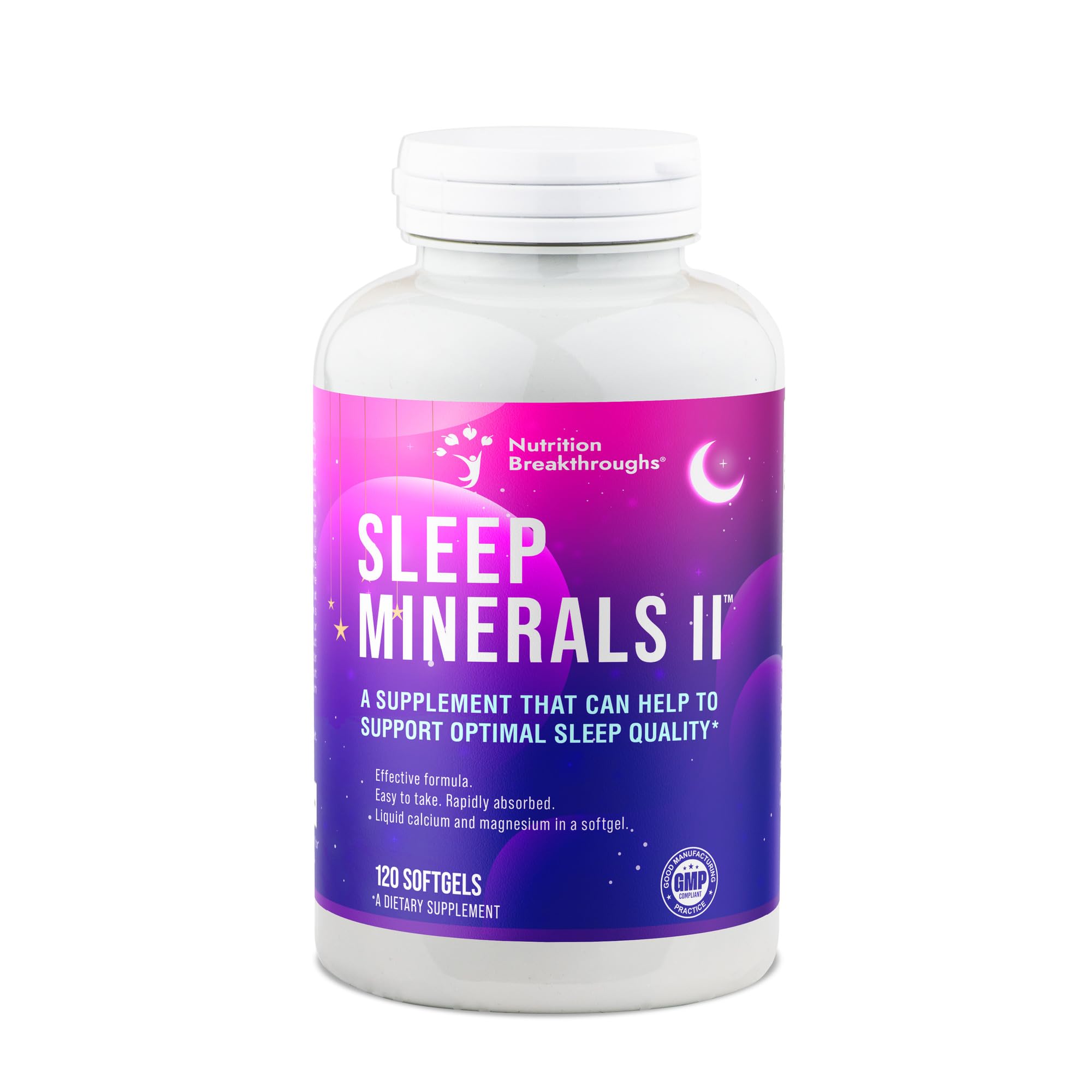 Nutrition Breakthroughs Sleep Minerals II - Sleep Supplement, Magnesium Sleep Aids for Adults & Good for All Ages, Sleep Well Without Melatonin, with Calcium, Vitamin D & Zinc, 120 Softgels