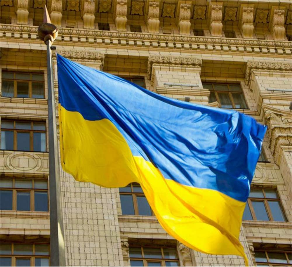 Bandiera Ucraina, bandiera bandiera di qualità Ucraina 90 x 150 cm con fascia di sollevamento rinforzata, bandiera in tessuto di poliestere - прапор України - Bandiere e gagliardetti (10 PZ)