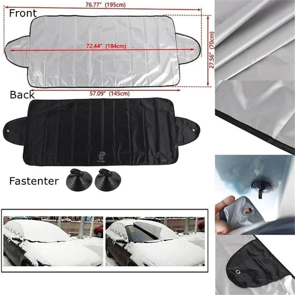 Housse de Protection pour Pare-Brise Housse Pare-Brise 195x70CM Housse Pare-Soleil Pare-Neige Imperméable Protection Magnétique Automobile Protection Pare Brise Hiver