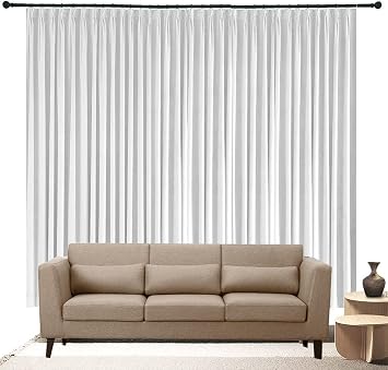 KEMCO Double Pinch Pleat - Room Darkening 100% Blackout Polyster Curtains for Living Room, Bedroom, Home, Panel & Drapes White Solid, 52 Inch by 45 Inch- 2 Panel Combined Size