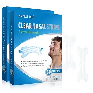 MYMULIKE Nose Strips for Snoring 120 Count Clear Nasal Strips Extra Strength for Sleep Anti-Snoring Device Snoring Patches