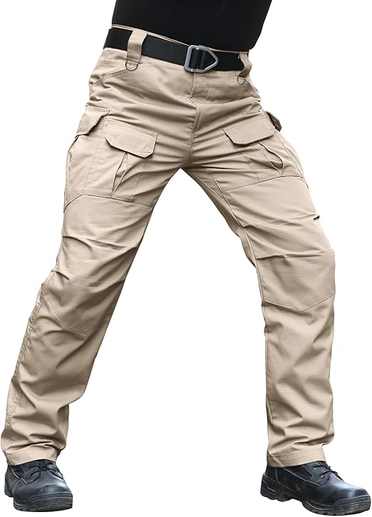 Men's Stretch Tactical Pants Water Resistant Ripstop Cargo Pants Outdoor Lightweight EDC Work Hiking Pants