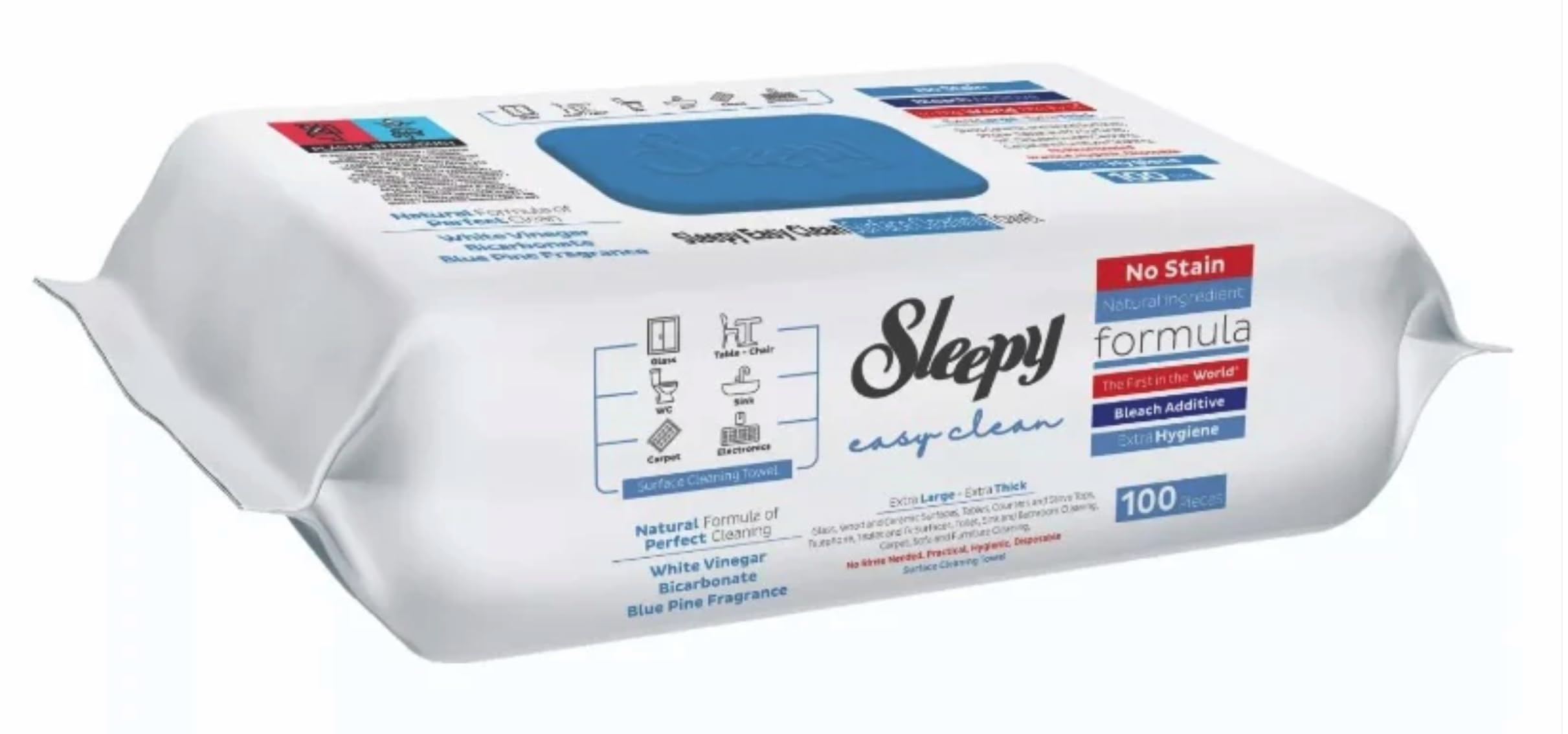 Easy Clean Multi-Surface Cleaning Wipes, 100 Sheets Bleach & Blue Pine Fragrance