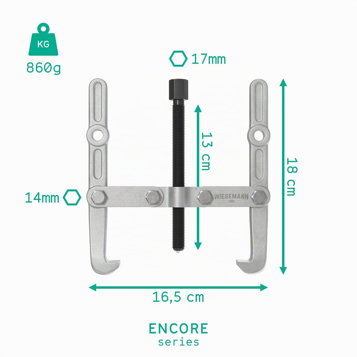WIESEMANN 1893 Extracteur universel à 3 griffes 140 x 145mm extracteur interne et externe de I CV acier chromé I 80591