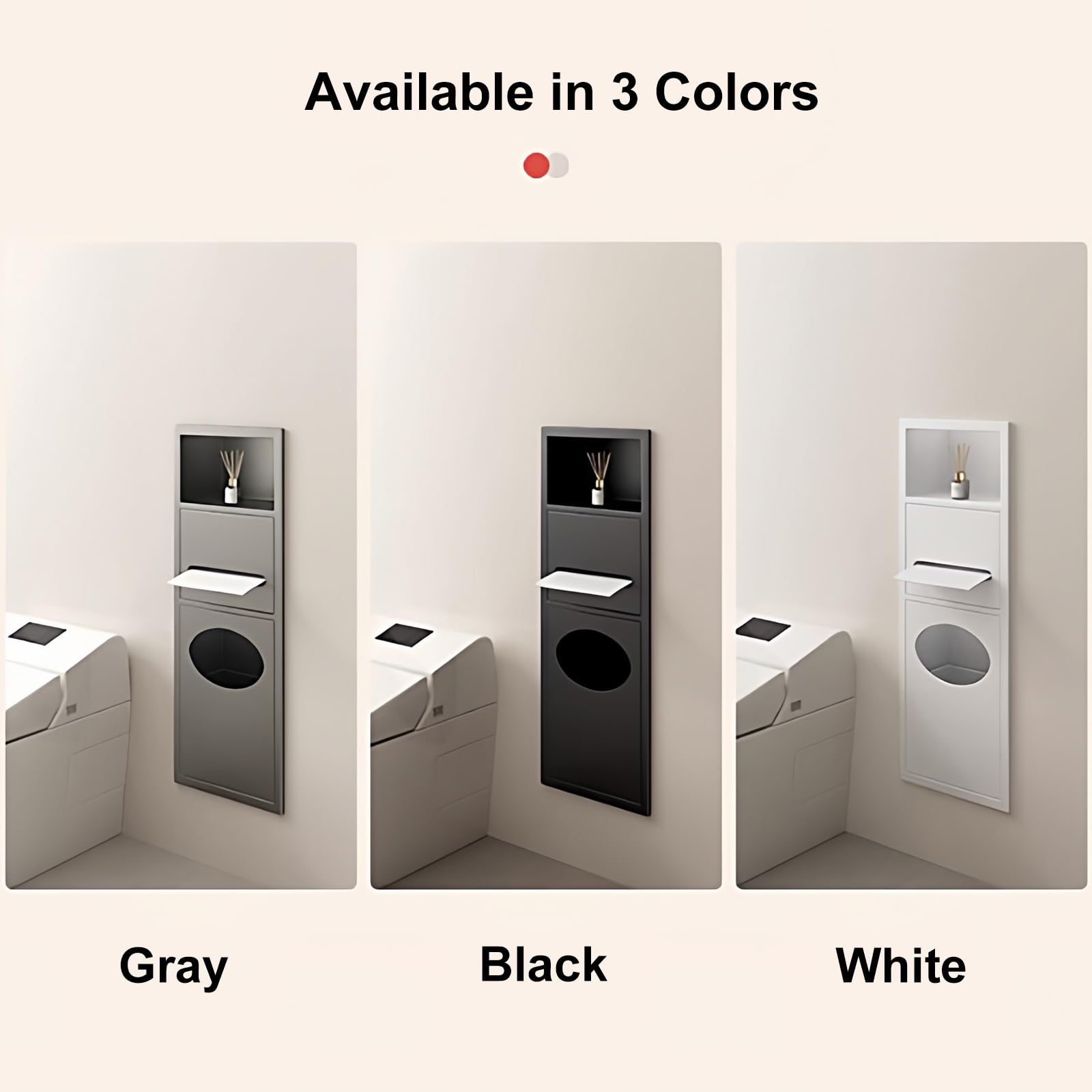 Dispensador Papel Secamanos Empotrado, Dispensador de Toallas de Papel Comercial con Cubo de Basura de Gran Capacidad, Acero Inoxidable 304 para Comercial, Baño(White,630x200x135mm)