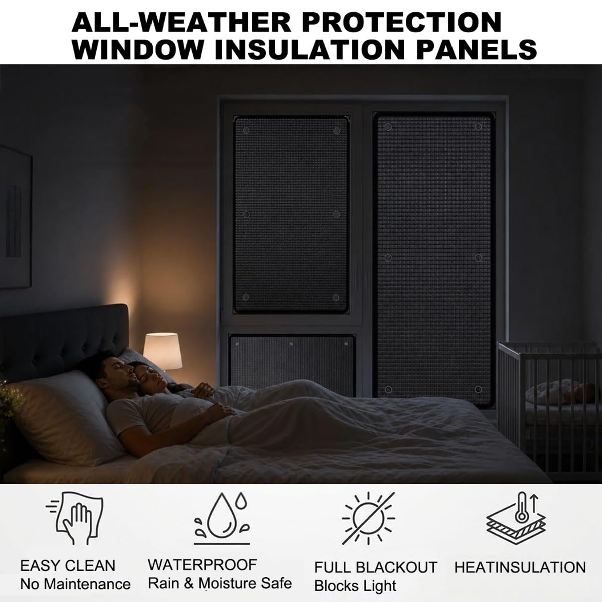 Pellicola Anti-Calore Per Vetri Finestre Per Veranda Balcone Tetto Camper | Anti Calore e Freddo Pannello Oscurante con Ventose Trasparenti Occhielli in Alluminio(150x300cm)