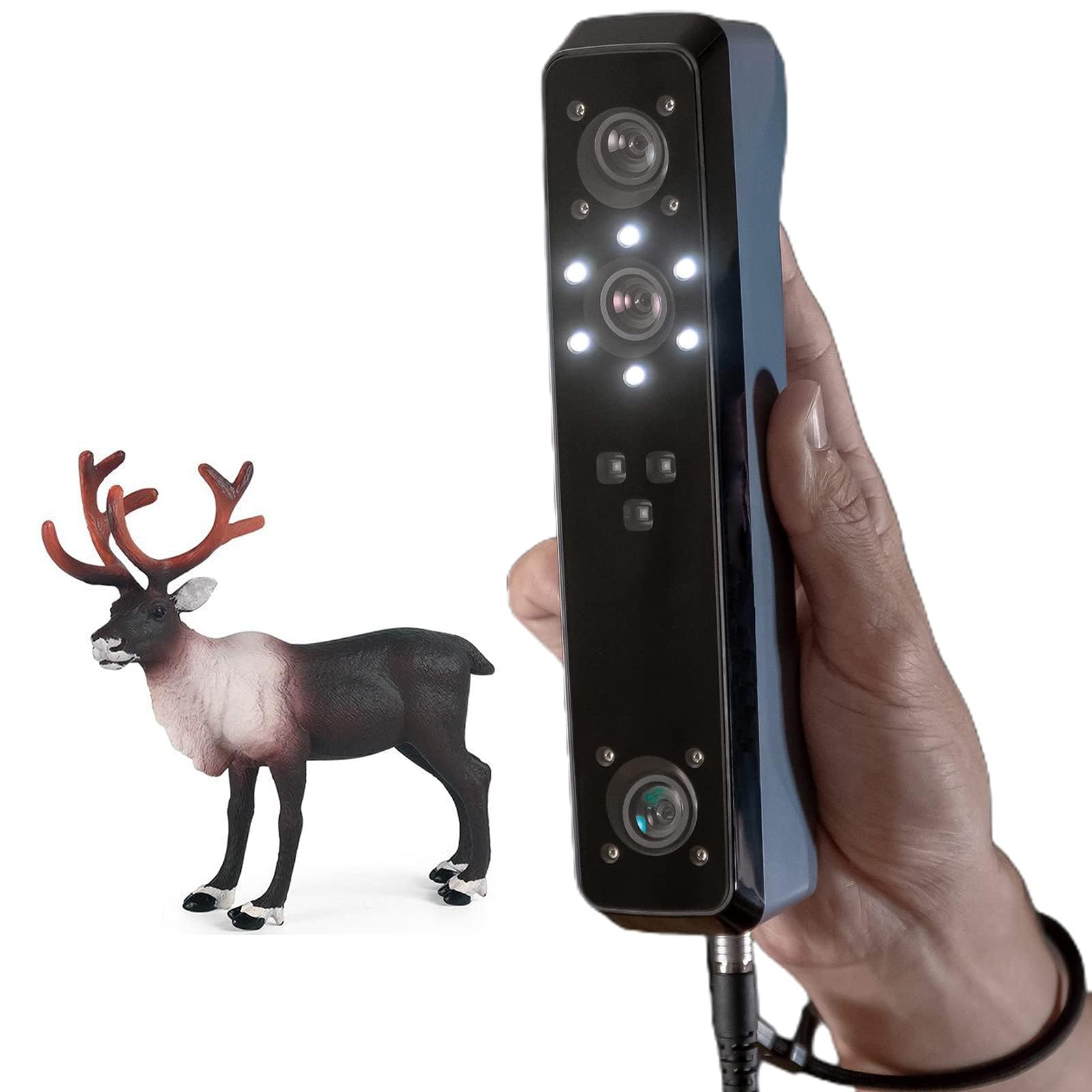 Scanner 3D portatile con fotocamera a colori RGB, scanner a luce strutturata a infrarossi per stampante 3D, risoluzione 0,1 mm, velocità di scansione 14FPS, raccolta dati, supporto scansione