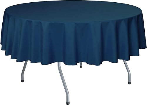 ULTIMATE TEXTILE Mantel redondo de lino de poliéster de 84 pulgadas, color azul laguna