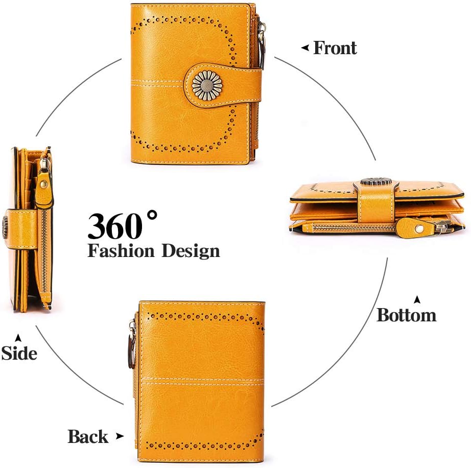 SENDEFN Small Womens Wallet Leather Bifold Card Holder RFID Blocking with Zipper Coin Pocket - Image 3