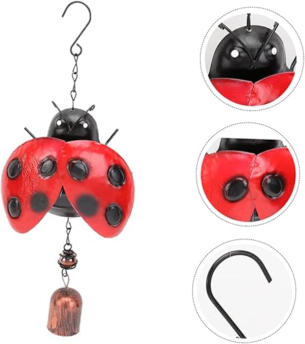 Miniatura 5 de Campana de viento Happyami con diseño de animales de hierro y mariquita de viento vintage Feng Shui Timbre de puerta para jardín interior al aire