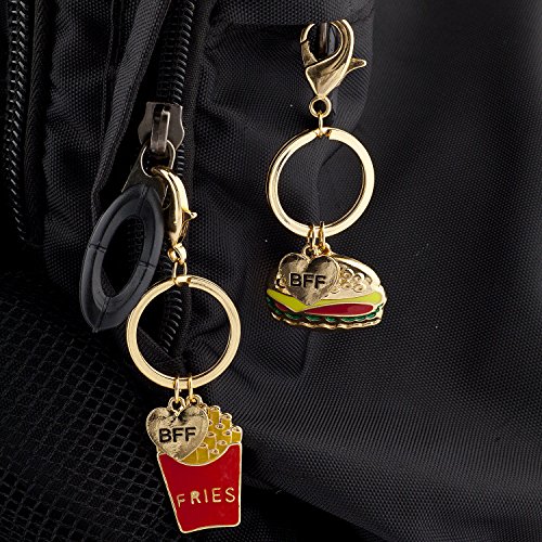 LUX ACCESSORIES Burgers Fries Best Friends BFF Charm Keychain Set4
