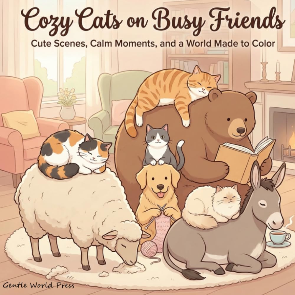 Cozy Cats on Busy Friends: Cute Scenes, Calm Moments, and a World Made to Color