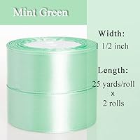 Vista 2 de ATRBB Cinta de satén verde menta de 1 1/2 pulgadas, cinta de tela sólida de 50 yardas para envolver regalos, ramos, bodas y decoración del hogar, 25