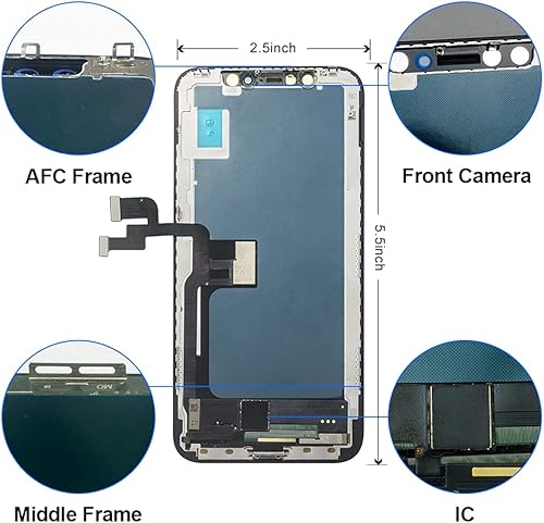 Miniatura 3 de EFAITHFIX Pantalla LCD de repuesto para iPhone X de 5.8 pulgadas, montaje de marco LCD y digitalizador de pantalla táctil 3D con kit de herramientas