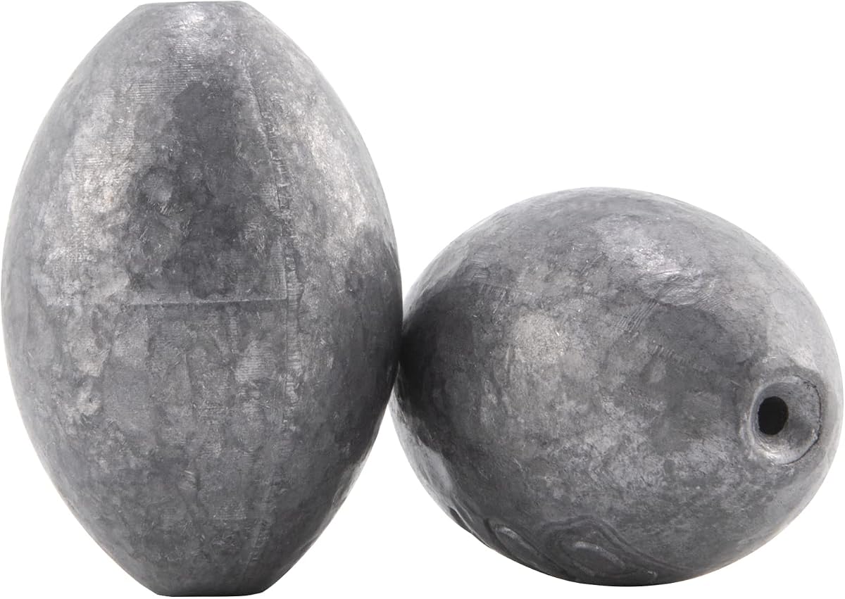 Dr.Fish Egg Sinkers Fishing Weight Fresh Saltwater 1/8oz-10oz | Inline Oval Egg Lead Sinkers for Freshwater Catfishing Rig Bass Fishing, Saltwater Snapper Grouper Bottom Rigs