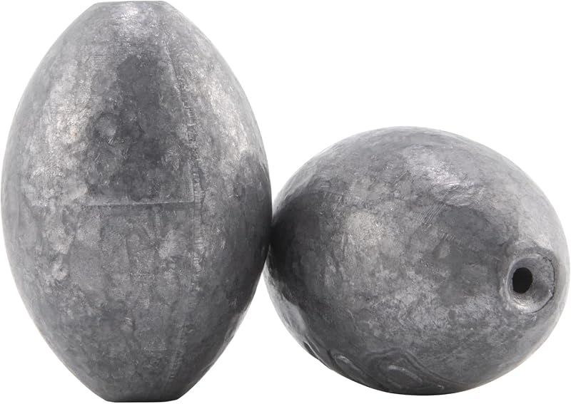 Dr.Fish Egg Sinkers Fishing Weight Fresh Saltwater 1/8oz-10oz | Inline Oval Egg Lead Sinkers for Freshwater Catfishing Rig Bass Fishing, Saltwater Snapper Grouper Bottom Rigs