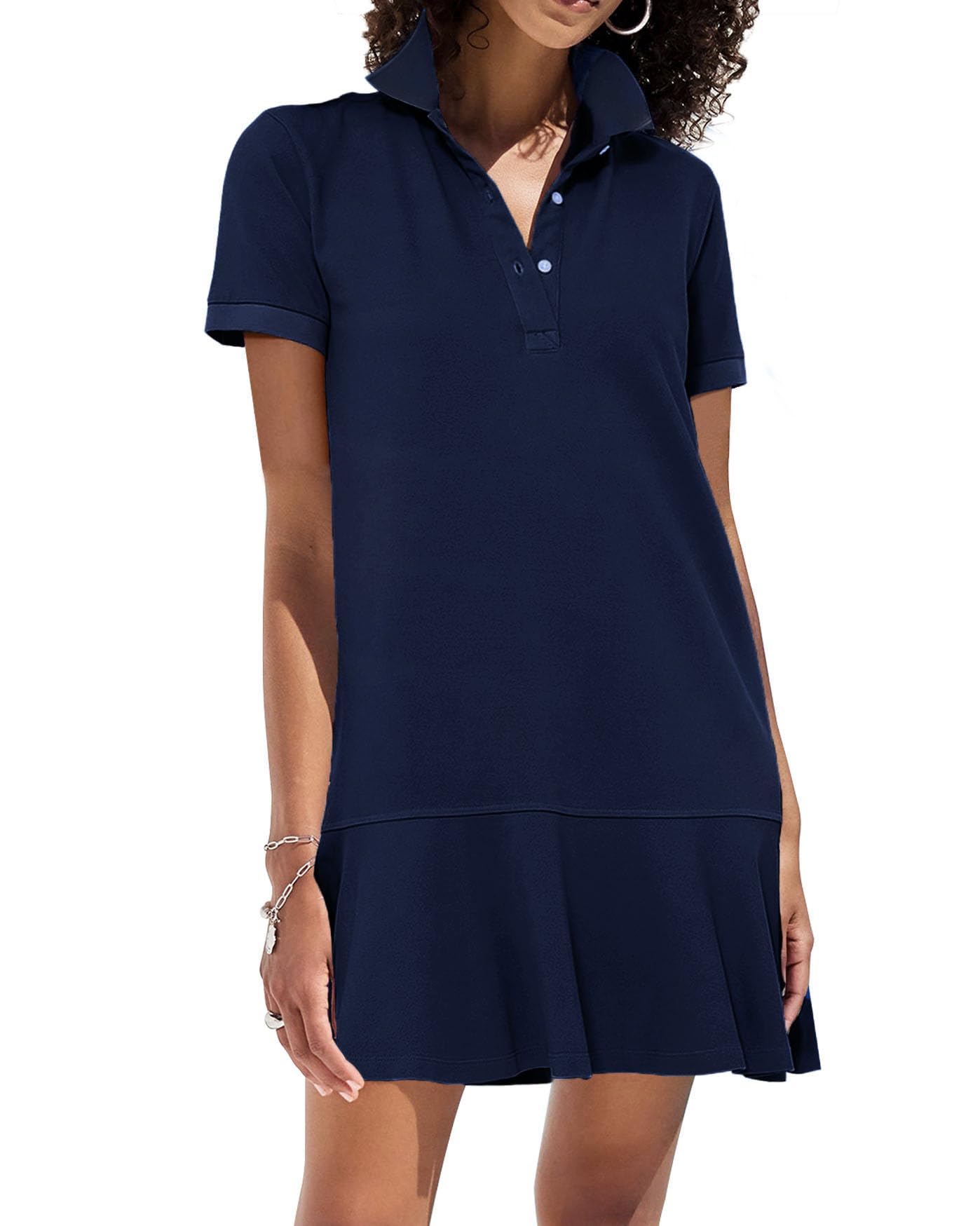 Polo Dress for Women Ruffle Hem Golf Tennis Summer Casual Mini Dresses