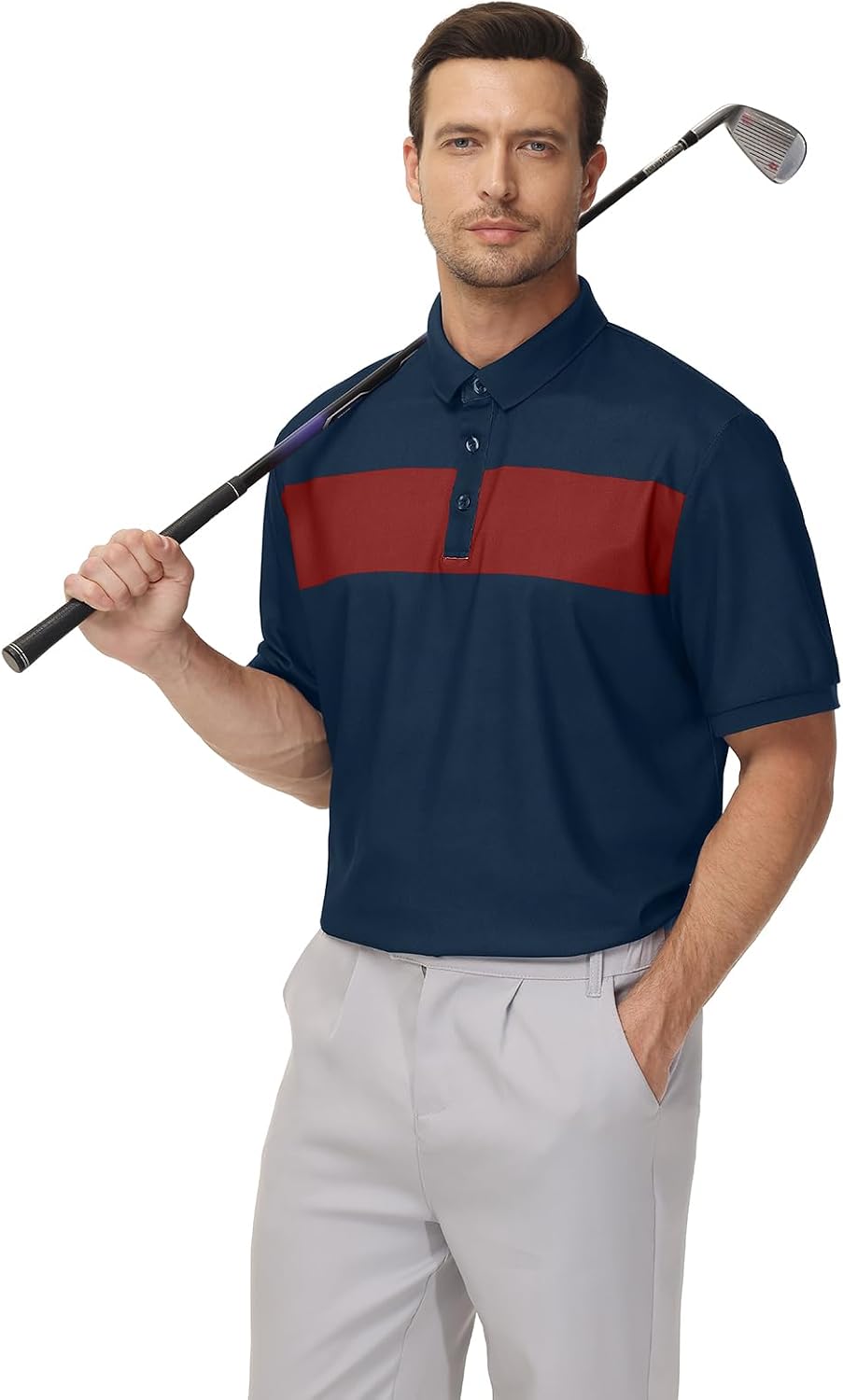 TIHEEN Mens Polo Shirts Short Sleeve Moisture Wicking Preformance Golf Shirts Big and Tall