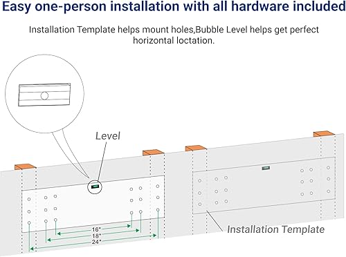 Vista 81 de FLEXIMOUNTS Estantería de pared de garaje, 1 x 4 pies, incluye 6 ganchos para bicicleta, sistema de organización de garaje con ganchos para Negro